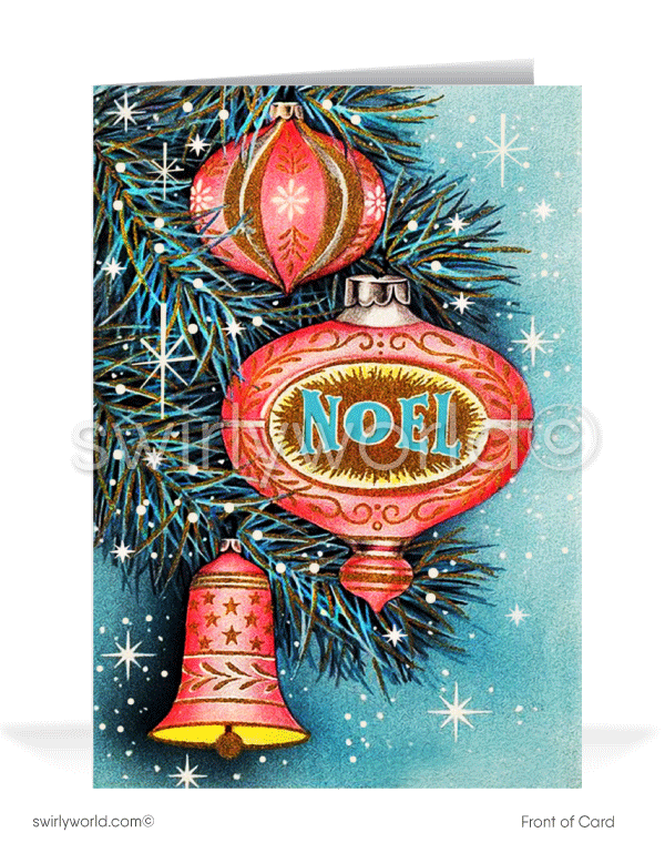 1950s Retro Mid-Century Modern Vintage Ornaments Holiday Christmas Cards