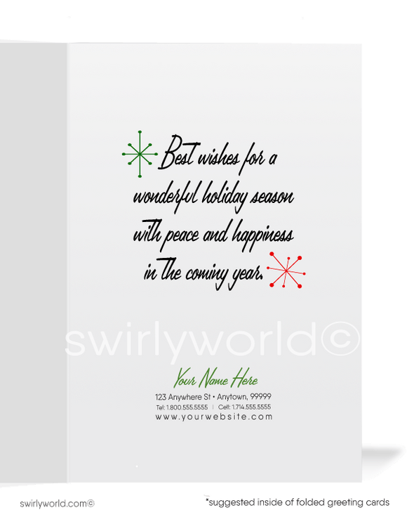 Vintage Retro Mid-Century Style 1950s Merry Christmas Holiday Cards for Women