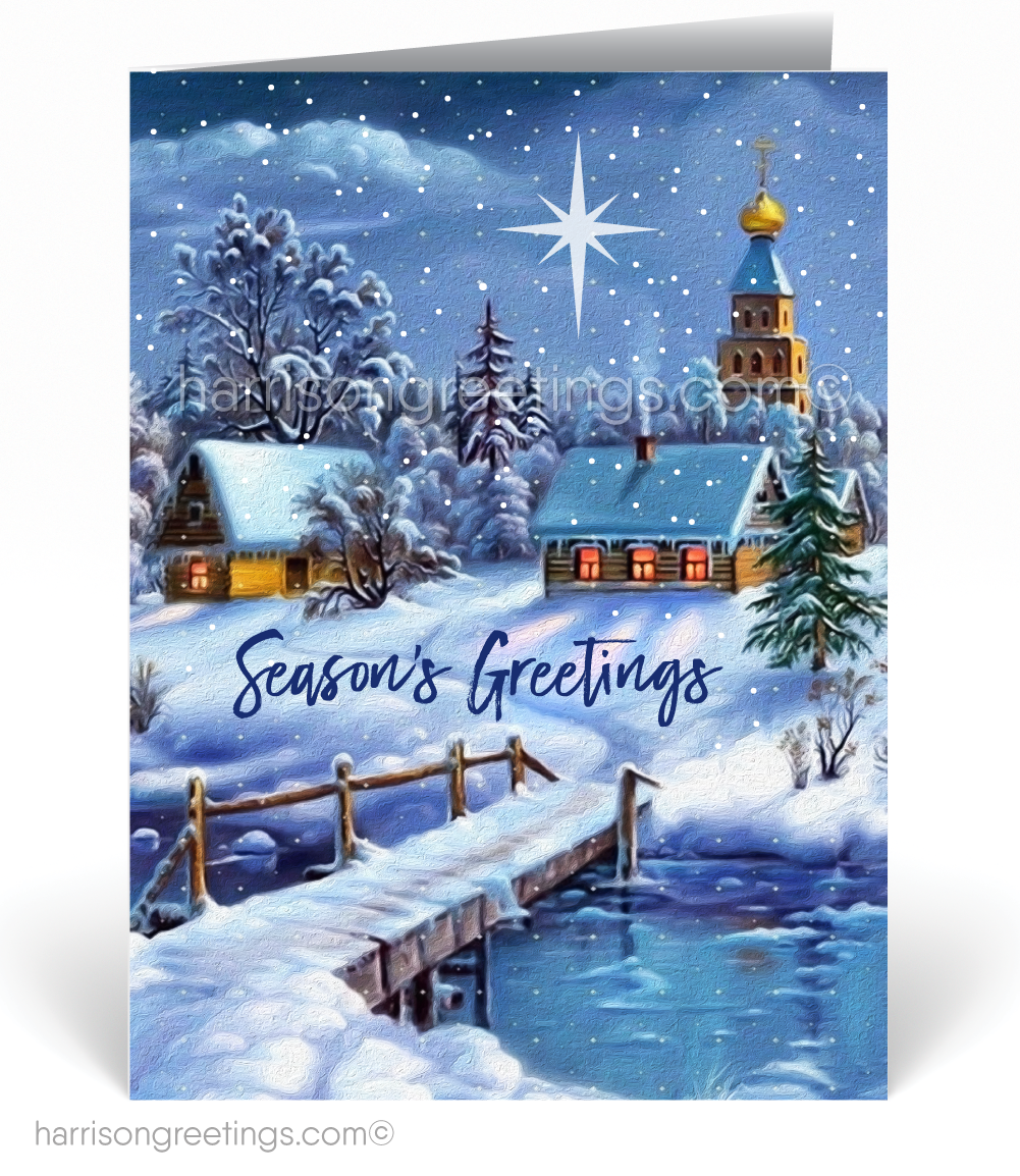 Retro Vintage Watercolor Holiday Christmas Cards