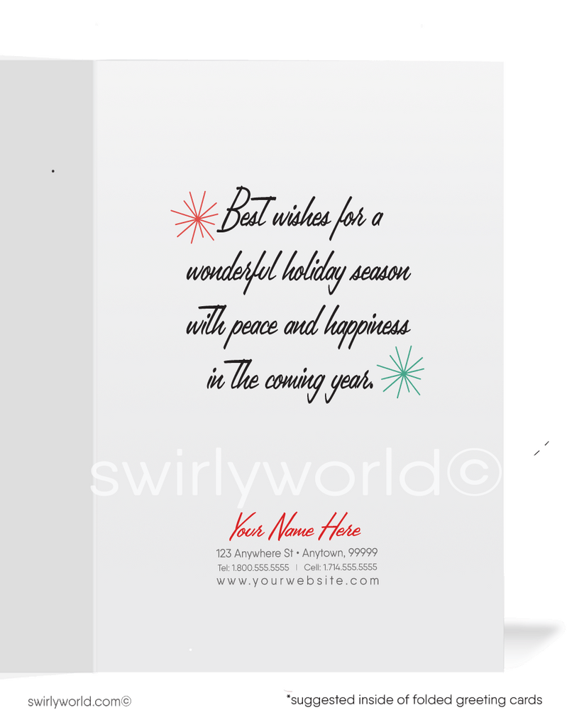 1930s Art Deco Vintage Retro Mid-Century Style Merry Christmas Holiday Card