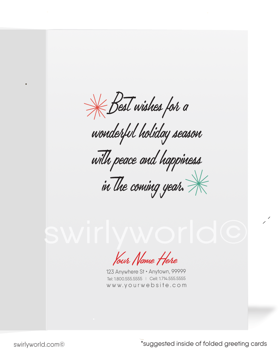 1930s Art Deco Vintage Retro Mid-Century Style Merry Christmas Holiday Card