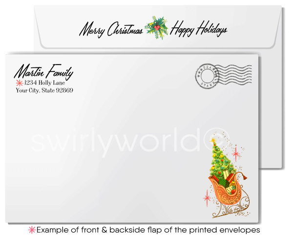 1930s Art Deco Vintage Retro Mid-Century Style Merry Christmas Holiday Card