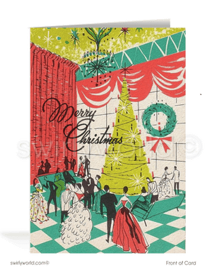 1930s Art Deco Vintage Retro Mid-Century Style Merry Christmas Holiday Card