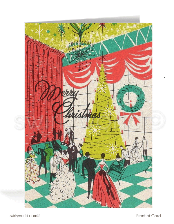 1930s Art Deco Vintage Retro Mid-Century Style Merry Christmas Holiday Card
