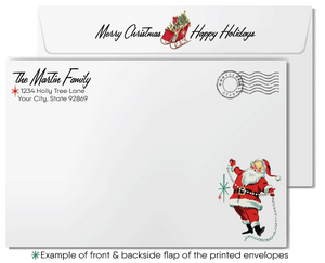 Vintage Art Deco Christmas Card – Cozy Living Room Scene with Fireplace & Festive Tree for Holiday Nostalgia