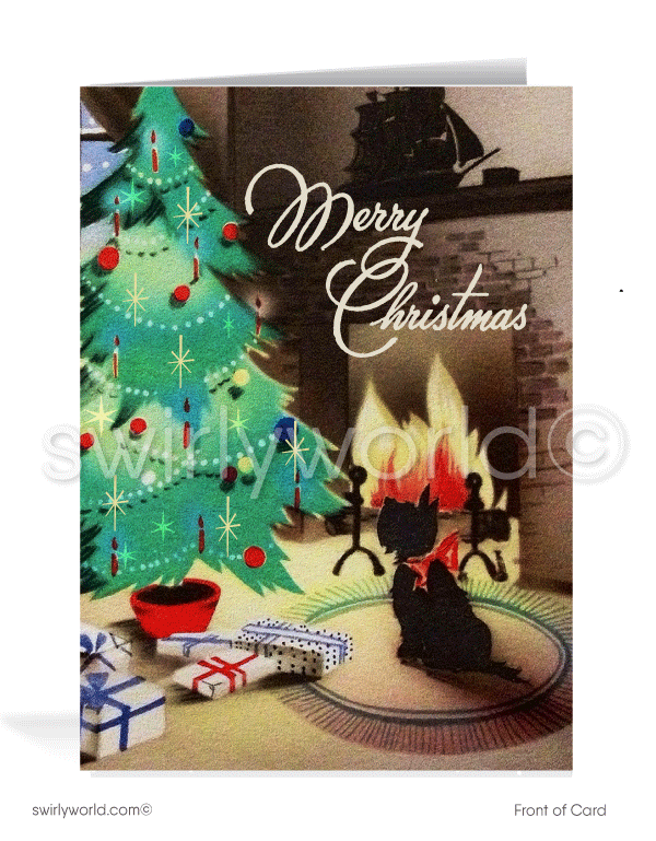Art Deco 1930's style vintage mid-century Art Deco Merry Christmas Holiday Cards.