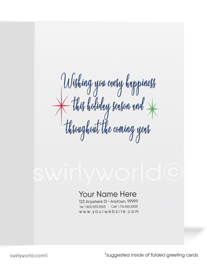 Traditional Watercolor Poinsettia Flower Christmas Holiday Greeting Cards