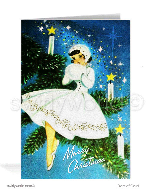 1940s mid-century modern retro-style vintage Christmas cards for women.