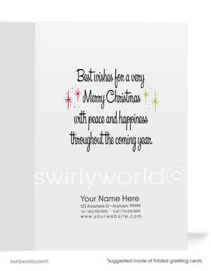 Mid Century Modern Christmas Card – Vintage Holiday Cards With Retro 1950s Tree Design