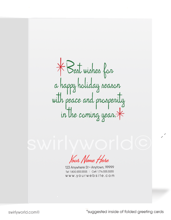 Vintage 1950's House Mid-Century Modern Retro Merry Christmas Holiday Cards