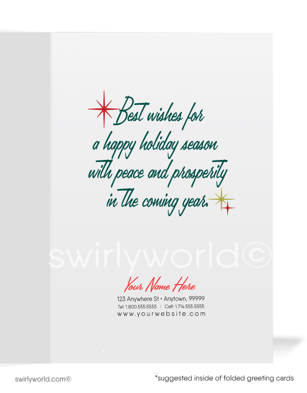 1950s Retro Mid-Century Modern Vintage Merry Christmas Holiday Cards