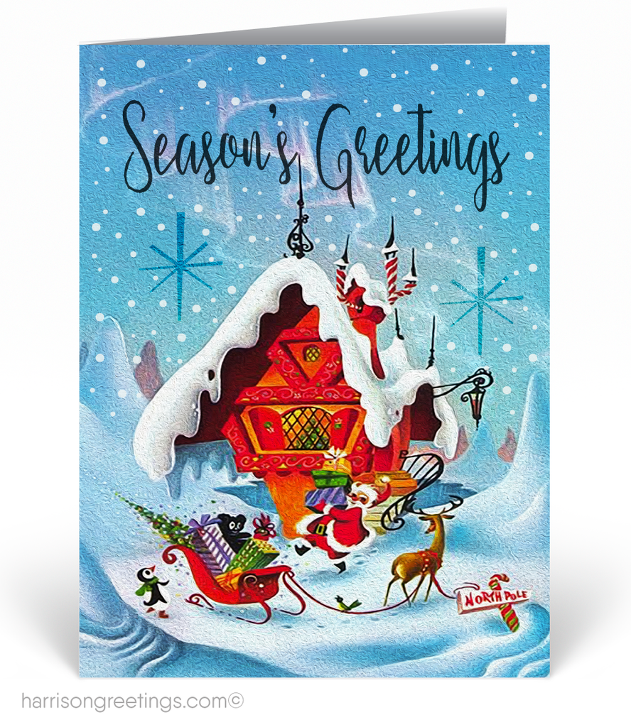 1950s Retro Vintage North Pole Christmas Cards