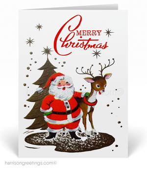 Vintage Santa 1950s Christmas Holiday Cards