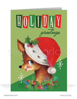 950's vintage mid-century retro modern reindeer christmas holiday cards. vintage 1950s kitsch Rudolph the red nosed reindeer