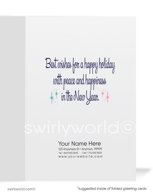 1960s Retro Christmas Cards – Mid Century Holiday Cards With Pink Scandinavian Ornaments