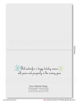 1950s Atomic Era Holiday Card with Iconic Starbursts and Retro Mid-Century Typography