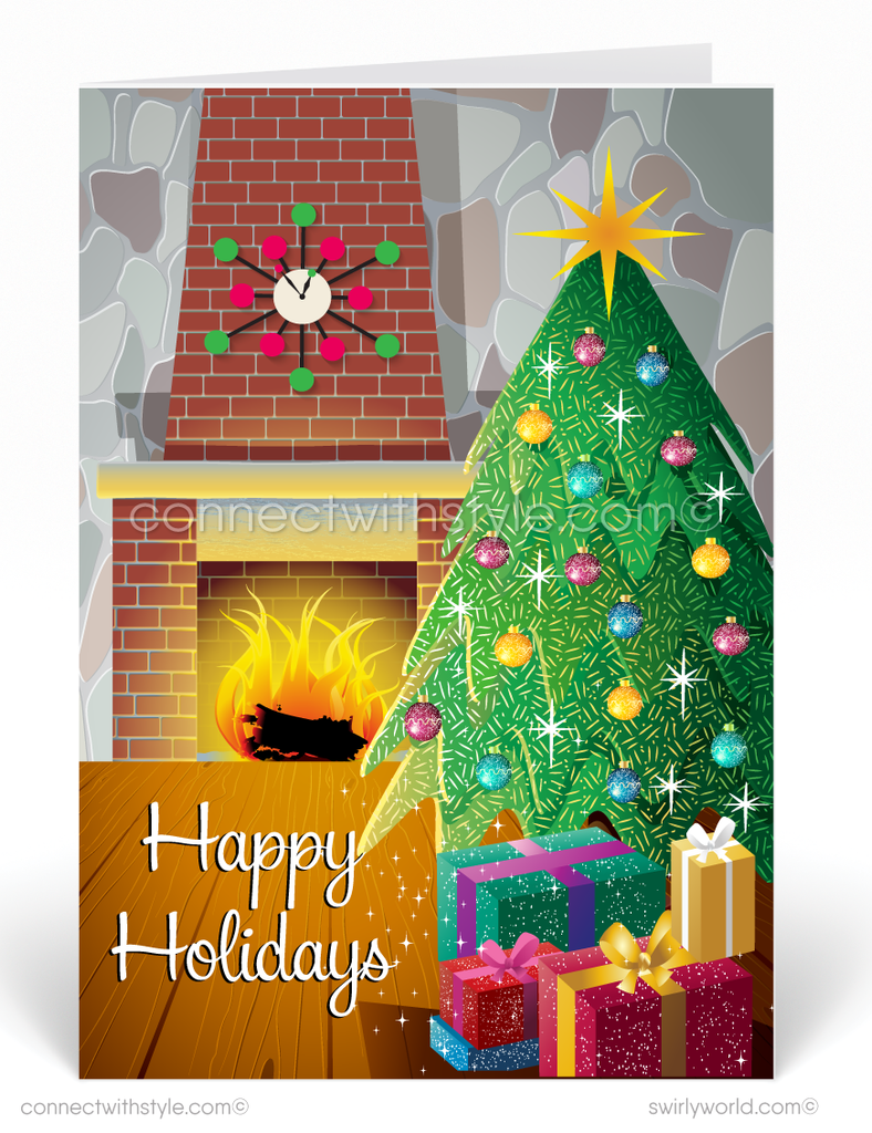 Retro Modern Home Realtor Christmas Holiday Cards