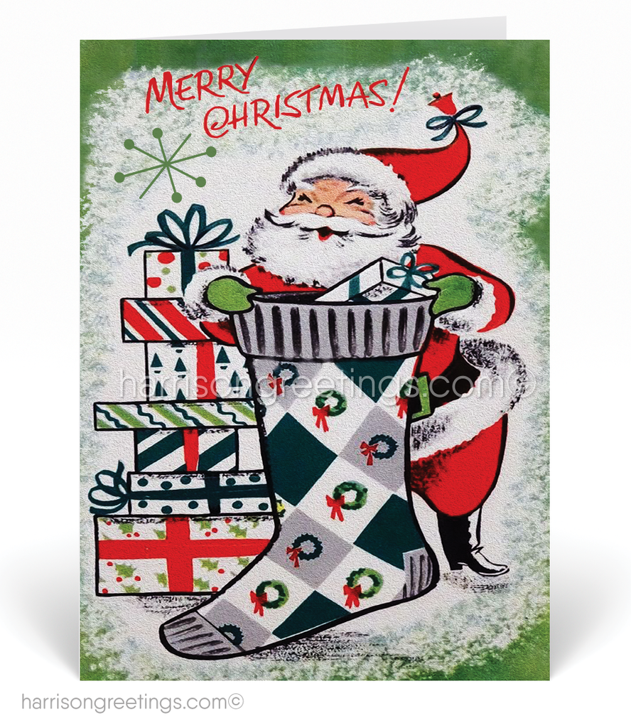 1950s Vintage Santa Claus Christmas Holiday Cards