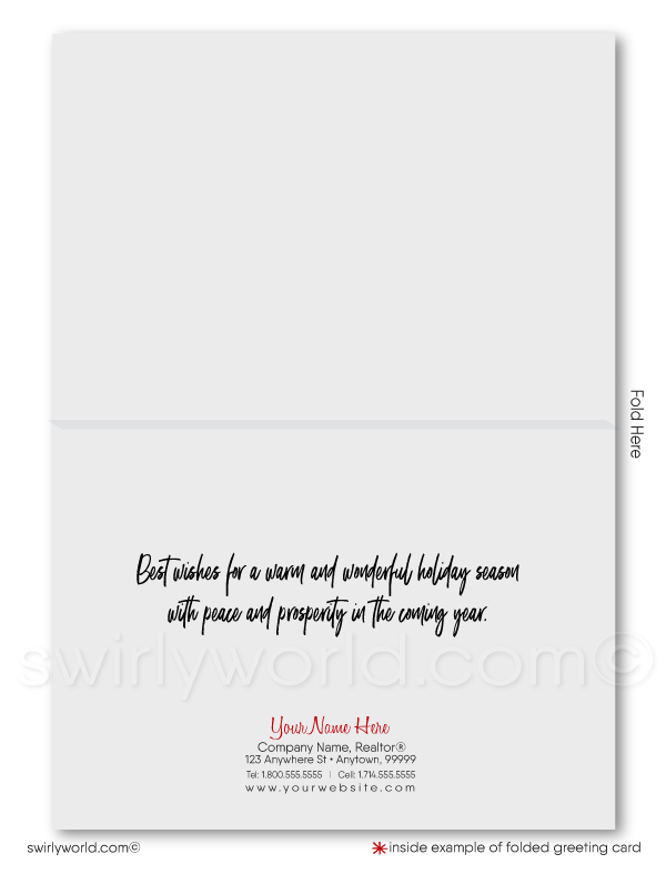 Client Christmas holiday cards for Realtors and real estate agents. House with santa hat on.