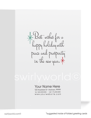 Vintage Christmas Cards – Retro Holiday Greeting Cards with Atomic Christmas Tree Design