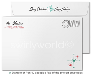 Vintage Christmas Cards – Retro Holiday Greeting Cards with Atomic Christmas Tree Design