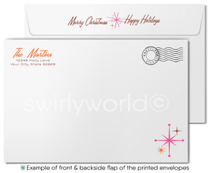 Atomic Retro 1960s Mod Mid-Century Modern Tree Vintage Christmas Tree Holiday Cards