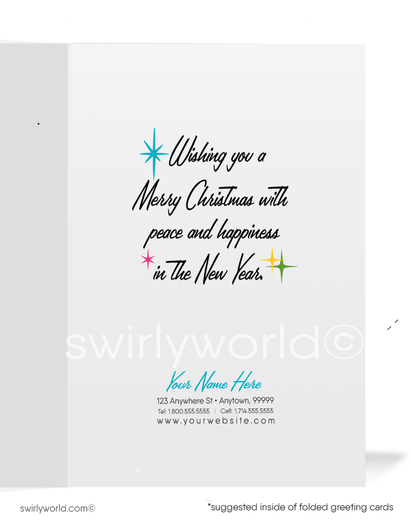 Vintage 1960s Mid-Century Modern Three Wise Men 3 Kings Christian Merry Christmas Cards.   