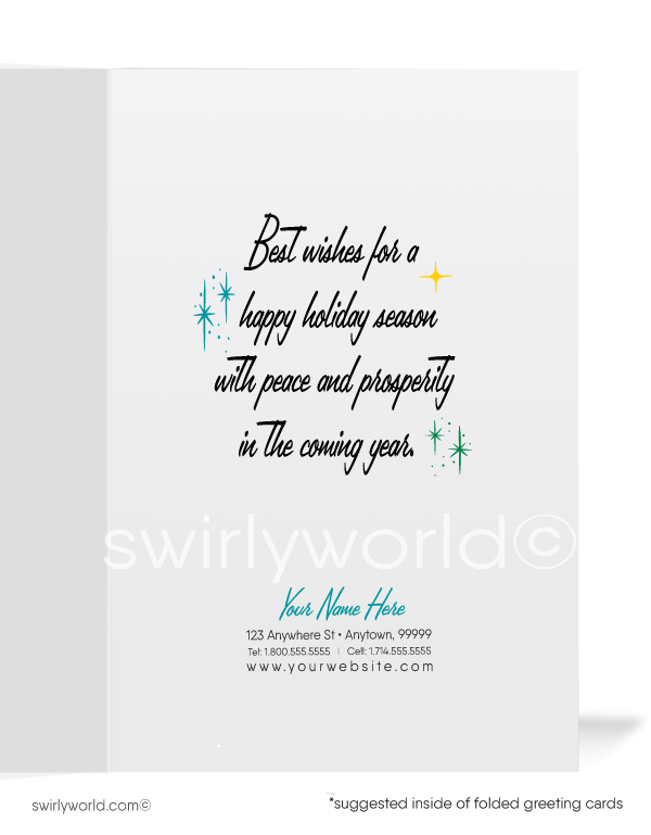 Atomic Retro Mid-Century Modern 1960s Vintage MCM Candle Holiday Greeting Cards