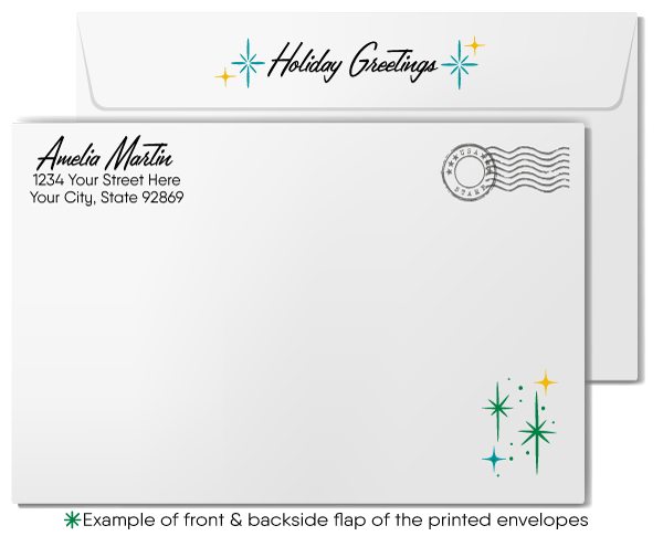 Atomic Retro Mid-Century Modern 1960s Vintage MCM Candle Holiday Greeting Cards