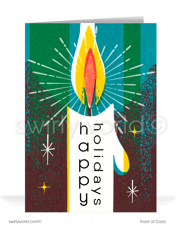Atomic Retro Mid-Century Modern 1960s Vintage MCM Candle Holiday Greeting Cards