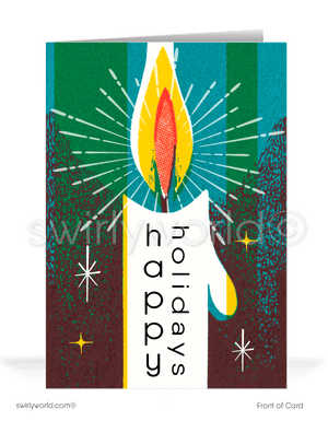 Atomic Retro Mid-Century Modern 1960s Vintage MCM Candle Holiday Greeting Cards