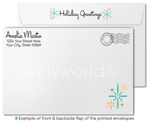 Retro Atomic Modern Geometric Shapes Mid-Century Ornaments Christmas Holiday Cards