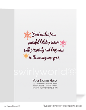 Peaceful Winter Snow Reindeers Traditional Season's Greetings Happy Holiday Cards