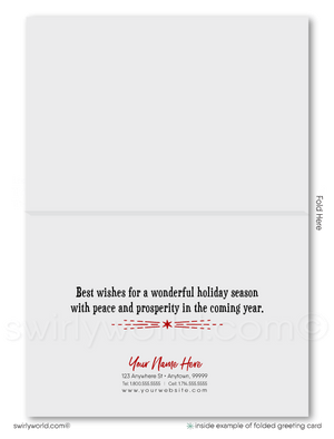 Professional Vintage Snowflakes Retro Business Company Holiday Greeting Cards