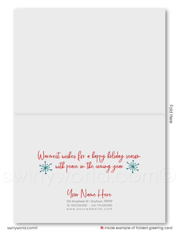 Professional Vintage Americana Starbursts Christmas Holiday Greeting Cards