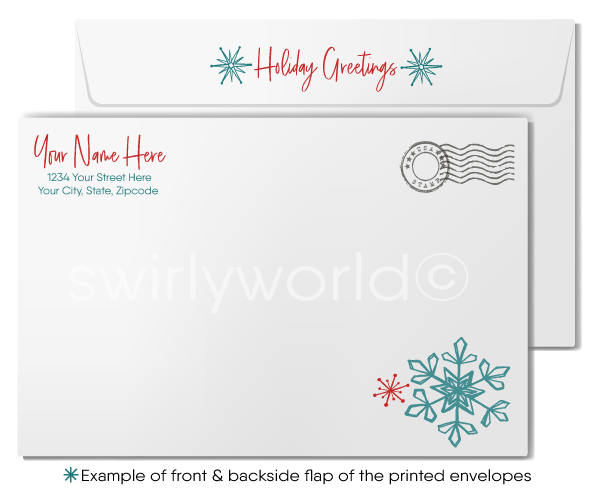 Professional Vintage Americana Starbursts Christmas Holiday Greeting Cards