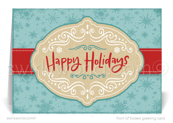 Professional Vintage Americana Starbursts Christmas Holiday Greeting Cards