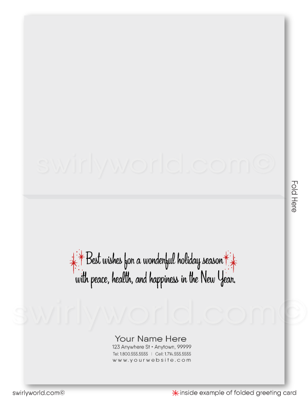 Atomic retro mid-century modern starburst pattern Christmas holiday cards.