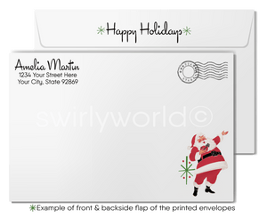 1950's Retro Vintage Santa Claus  Merry Christmas Holiday Greeting Cards
