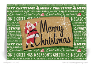 Atomic retro mid-century modern starburst pattern Christmas holiday cards.