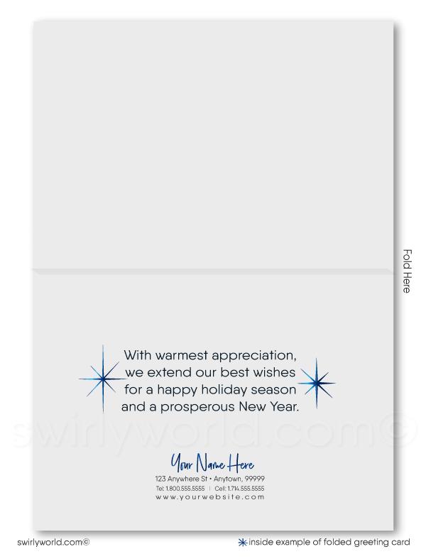 Contemporary Blue Modern Christmas Tree Forest Business Holiday Greeting Cards