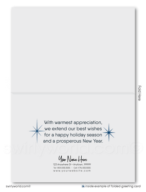 Contemporary Blue Modern Serene Reindeer in Forest Holiday Greeting Cards