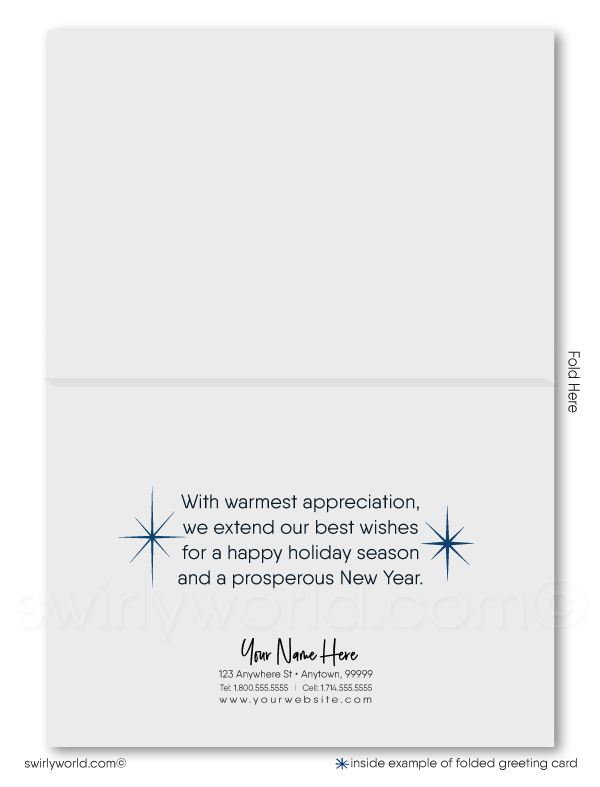 Contemporary Blue Modern Christmas Tree Holiday Greeting Cards for Business