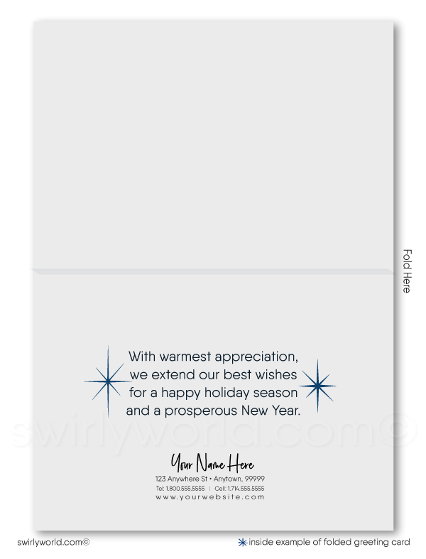 Contemporary Blue Modern Serene Tree Holiday Greeting Cards.