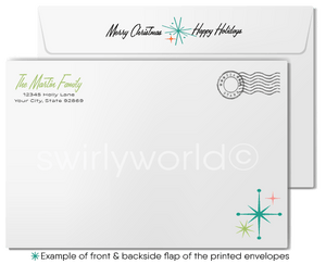 1950s-1960s Atomic Mid-Century Modern Abstract Tree Christmas Card in Retro Colors