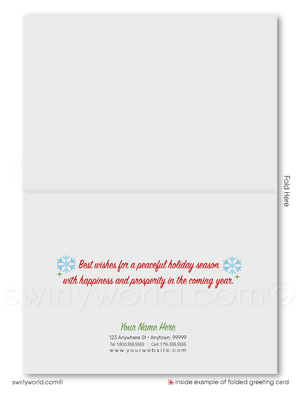Traditional Retro Style Christmas Tree Forest Season's Greetings Holiday Cards for Business