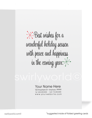 Vintage 1940s-1950s Christmas Card - Mid-Century Kitschy Puppy Unwrapping Gift