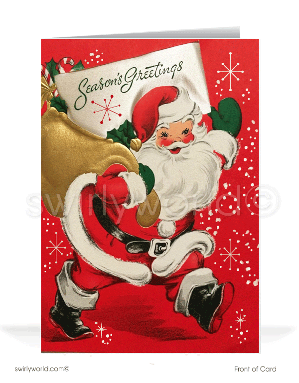 1950s Christmas Card - Swirly World Designs Retro Santa - swirly
