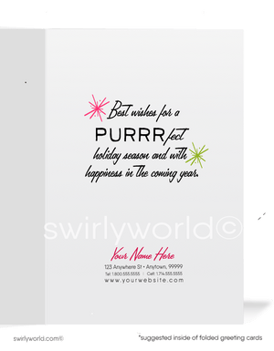 1960s Vintage Kitsch Kitty Cat Retro Mid-Century Mod Sixties Christmas Holiday Cards