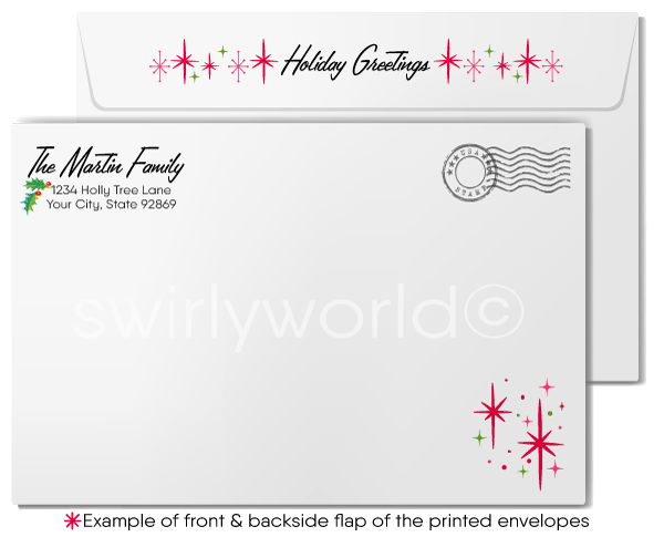 1960s Vintage Kitsch Kitty Cat Retro Mid-Century Mod Sixties Christmas Holiday Cards